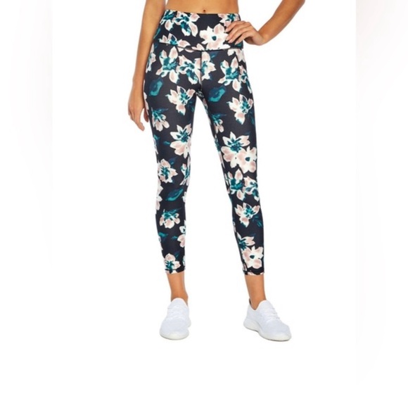 Balance Collection Black and Pink Floral Leggings - Picture 1 of 4
